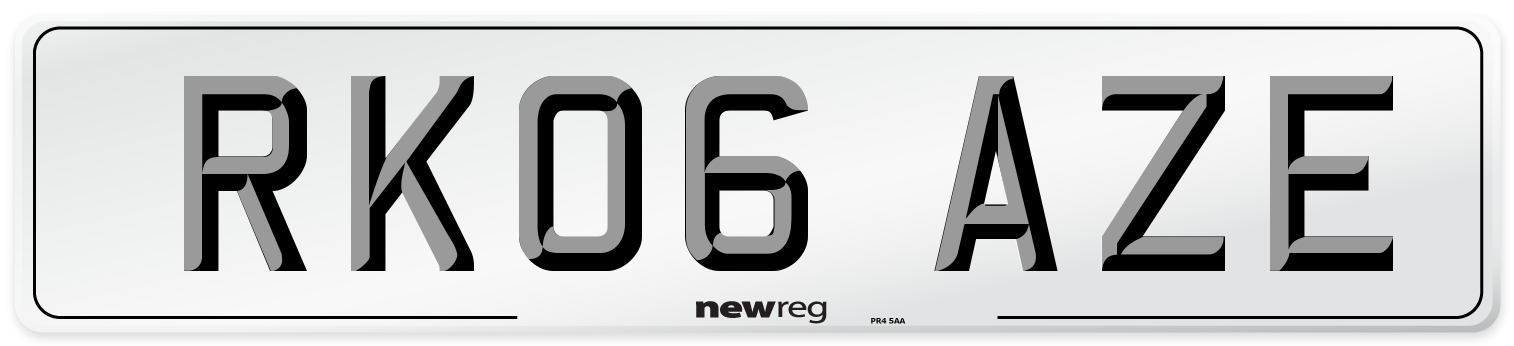RK06 AZE Number Plate from New Reg